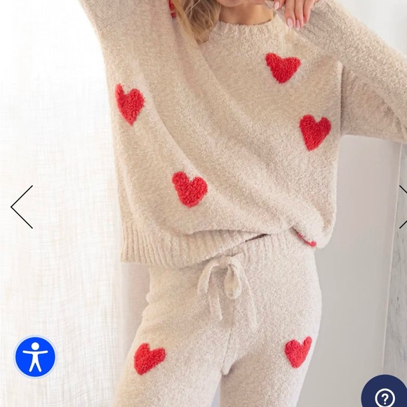 SPLENDID Fuzzy Sweater Hearts LOUNGEWEAR - Picture 4 of 7
